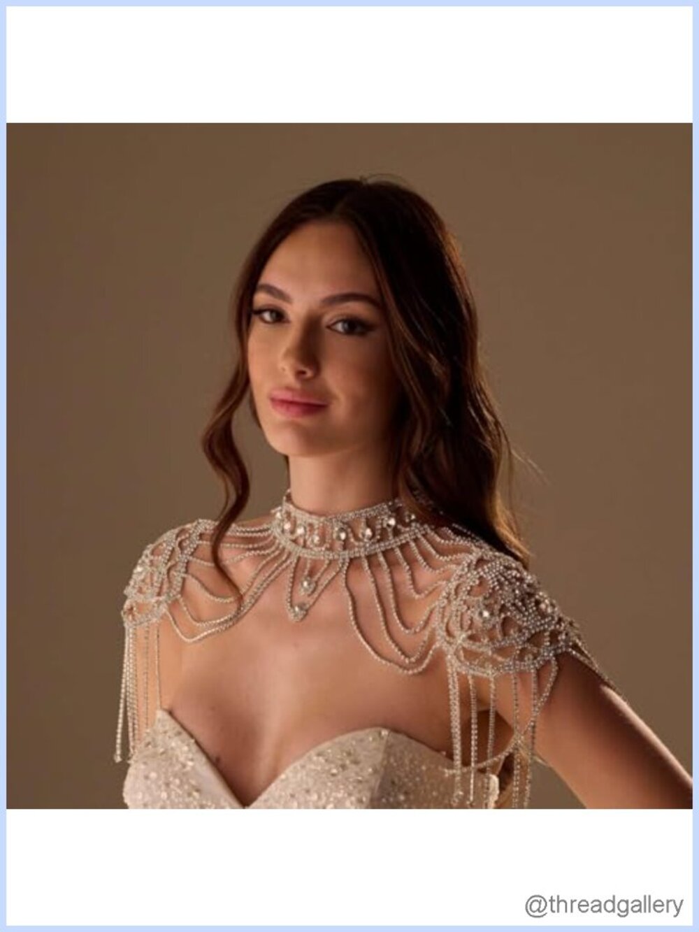 Rhinestone Crystal Shoulder Necklace Body Chain Harness Bridal Wedding Jewelry - Picture 3 of 6